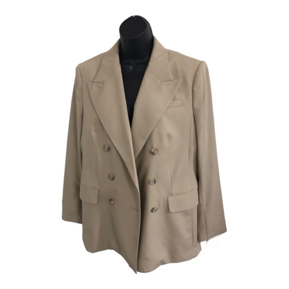 BR banana republic bespoke tan double breasted blazer jacket size 8 brand new - Picture 11 of 13
